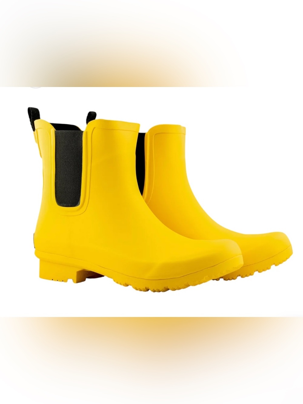 Ellos Women's Yellow Chelsea Rain Boots Wellies Grey Lined - 11